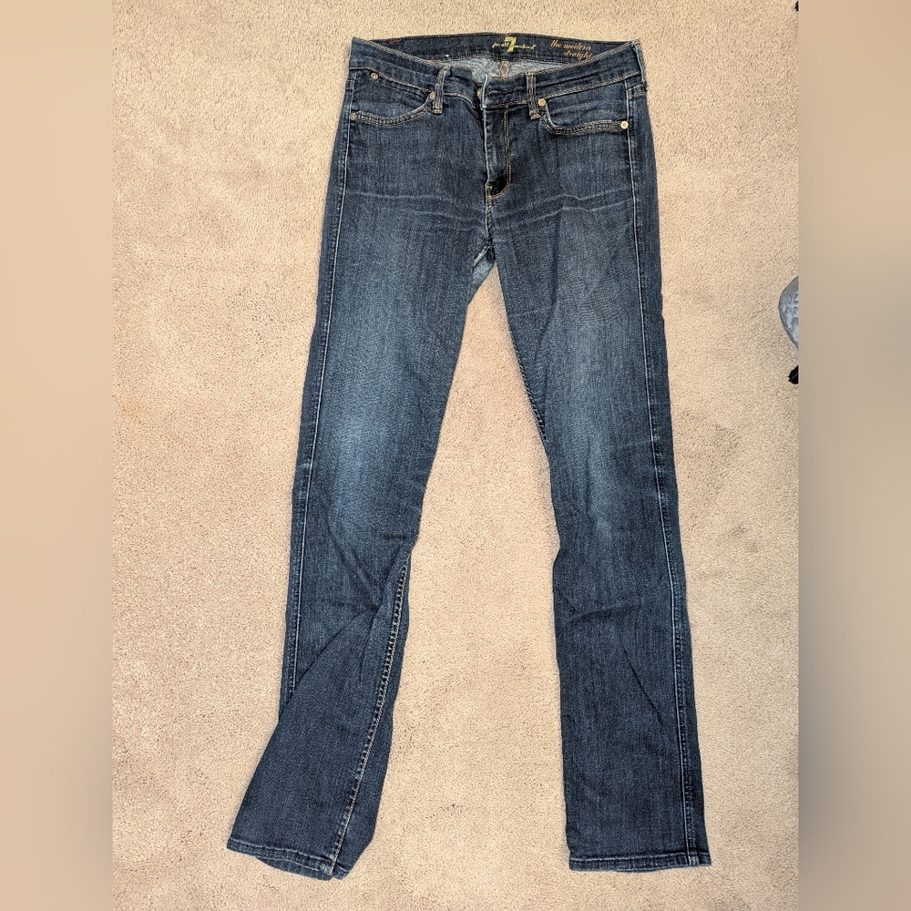 7 For All Mankind Modern Straight Blue Jeans